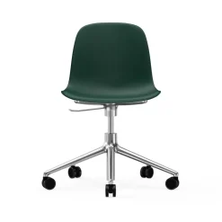 Chaise de bureau Form avec base pivotante, fauteuil de bureau 5W, vert, aluminium, roulettes