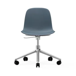 Chaise de bureau Form avec base pivotante, fauteuil de bureau 5W, bleu, aluminium, roulettes
