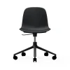 Chaise de bureau Form avec base pivotante, fauteuil de bureau 5W, noir, aluminium noir, roulettes