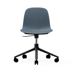Chaise de bureau Form avec base pivotante, fauteuil de bureau 5W, bleu, aluminium noir, roulettes