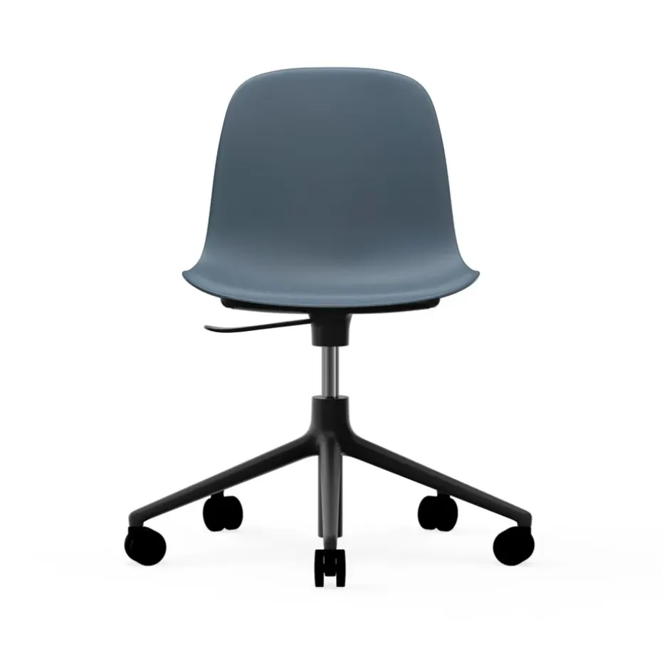 Chaise de bureau Form avec base pivotante, fauteuil de bureau 5W, bleu, aluminium noir, roulettes