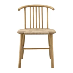 Chaise de salle à manger VIOR avec assise tressée, Chêne laqué-nature