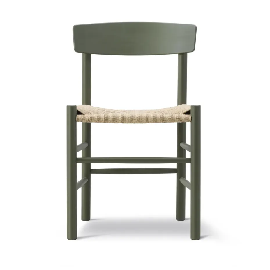 Chaise J39, Khaki green-tressé naturel