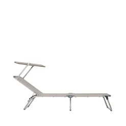 Chaise longue Amigo Top, Toile textaline taupe-structure en aluminium-auvent de soleil