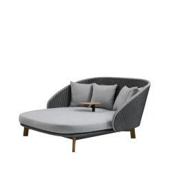 Chaise longue Peacock Weave, Cane-Line Natté grey/light grey, incl. coussins light grey & table