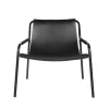 Chaise longue September, cuir noir, support en acier laqué noir