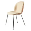 Chaise rembourrée sur le dossier et l'assise Beetle noyer, Chromé noir-Flair 134