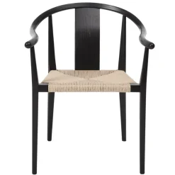 Chaise Shanghai frêne teinté noir, Naturel
