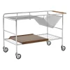 Chariot de rangement Alima verni noyer, Chrome et noyer verni