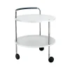Chariot de service Trolley Round, blanc, structure chromée