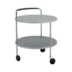 Chariot de service Trolley Round, gris clair, structure chromée