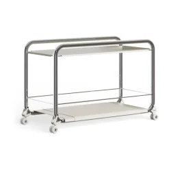 Chariot Tension, Tapis en cuir beige et chrome