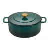 Cocotte Combekk Enameled en fonte émaillée Ø28 cm, Holly Green-gold knob