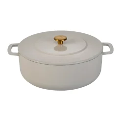 Cocotte Combekk Enameled en fonte émaillée Ø28 cm, Sand-gold knob