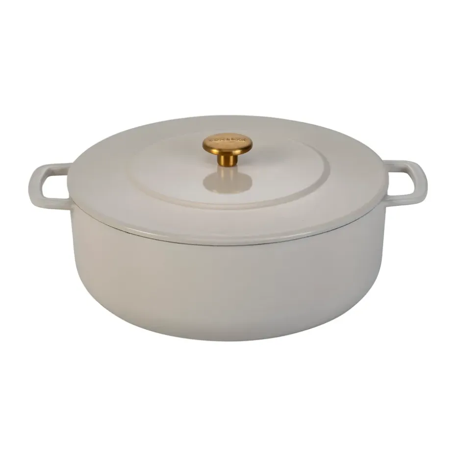 Cocotte Combekk Enameled en fonte émaillée Ø28 cm, Sand-gold knob