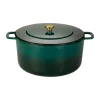 Cocotte Combekk Enameled en fonte émaillée Ø32 cm, Holly Green-gold knob