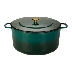 Cocotte Combekk Enameled en fonte émaillée Ø32 cm, Holly Green-gold knob