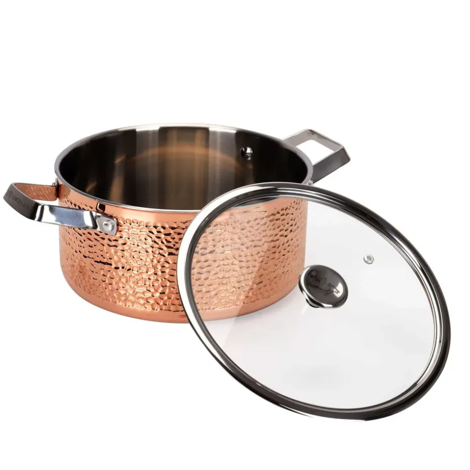 Cocotte en cuivre martelée avec couvercle Mjölner, Miranda, 4 L