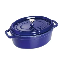 Cocotte en fonte ovale Staub, trois couches d'émail 4,2 l, bleu foncé