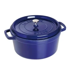 Cocotte en fonte ronde Staub, trois couches d'émail 6,7 l, bleu foncé