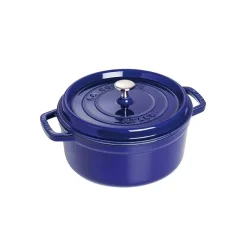 Cocotte en fonte ronde Staub, trois couches d'émail 3,8 l, bleu foncé