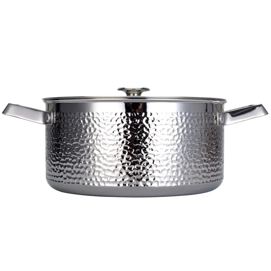 Cocotte martelée chromée avec couvercle Kroma, Pixel, 4 L