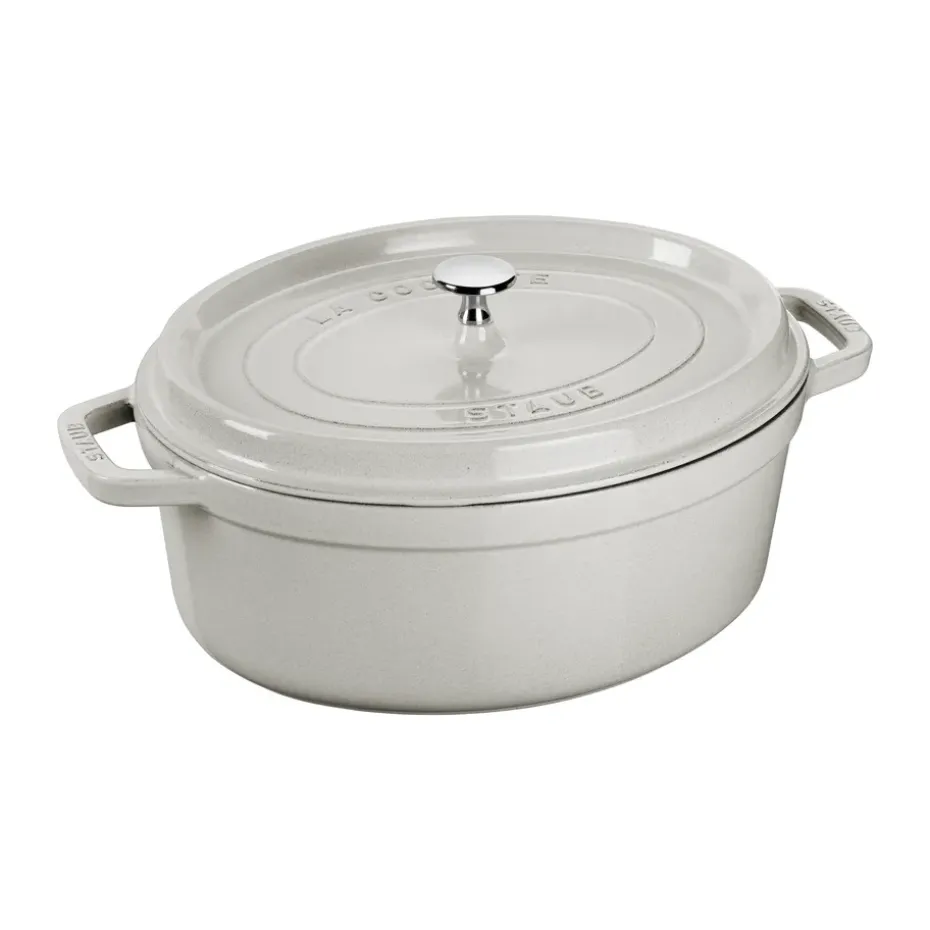 Cocotte ovale La Cocotte Staub fonte 6,7 L, White truffle
