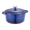Cocotte ronde en fonte Gretl avec bouton en acier inoxydable 4 L, Bleu