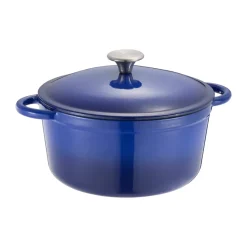 Cocotte ronde en fonte Gretl avec bouton en acier inoxydable 4 L, Bleu