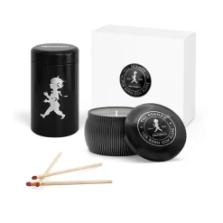 Coffret cadeau Solstickan bougie parfumée + tube d'allumettes, Noir-bois de cèdre