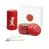 Coffret cadeau Solstickan bougie parfumée + tube d'allumettes, Rouge-cannelle et orange