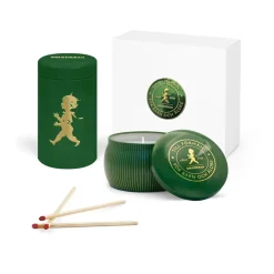 Coffret cadeau Solstickan bougie parfumée + tube d'allumettes, Vert-Forêt conifère