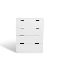 Commode Aoko 4 tiroirs, Blanc laqué