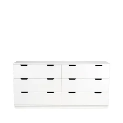 Commode Aoko double 6 tiroirs, Laqué blanc