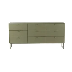 Commode Deus 9 tiroirs, Gris olive