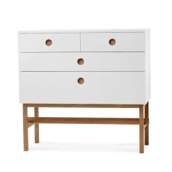 Commode Keep, blanc, structure en chêne huilé