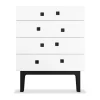 Commode Peep B3, blanc, laqué noir