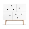 Commode Peep B1, blanc, retro, structure en chêne