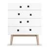 Commode Peep B3, blanc, retro, structure en chêne