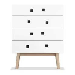 Commode Peep B3, blanc, retro, structure en chêne