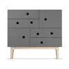 Commode Peep B1, slate grey, chêne pigmenté blanc