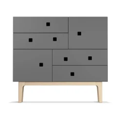 Commode Peep B1, slate grey, chêne pigmenté blanc