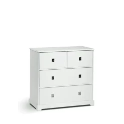Commode Smögen, Blanc, 4 tiroirs, chrome