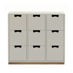 Commode Snö B3, light grey, support en chêne