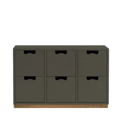 Commode Snö B2, taupe, support en chêne