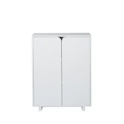 Commode Vidja, laqué blanc, bas, portes pleines