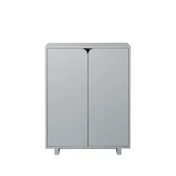 Commode Vidja, laqué gris, bas, portes pleines