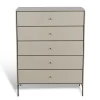 Commode Volt 5 tiroirs beige, Détails en acier inoxydable