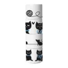 Coquetier Famille de Chats 4 pièces, Blanc-noir-bleu