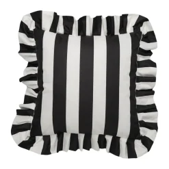 Coussin Garden Glory Outdoor avec volants 45x45 cm, Black-white